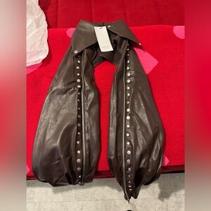 Brown Leather Vest with Silver Studs
